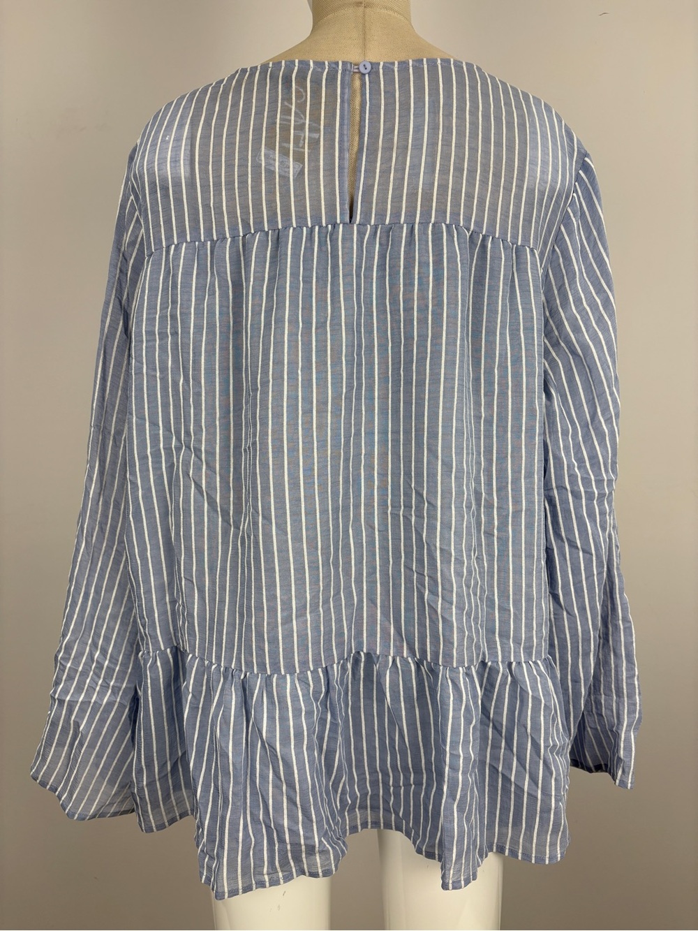 Suzanne Betro Blue White Striped Tunic Top Plus 3X Cottagecore Blouse NWT - Picture 3 of 10